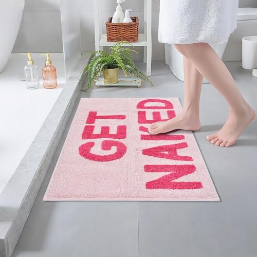 Zeeinx Get Naked Bath Mat Pink Cute Funny Bathroom Rugs 20”x32” - color: Pink, size: 1'8" x 2'8" (Rectangular)