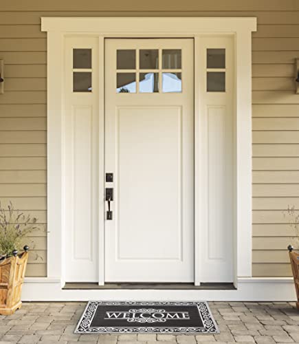 DII High Traffic All-Weather Rubber Doormat, 18x30, Diamond Lattice - color: Silver Welcome Scroll, size: 1'6" x 2'6" (Rectangular)