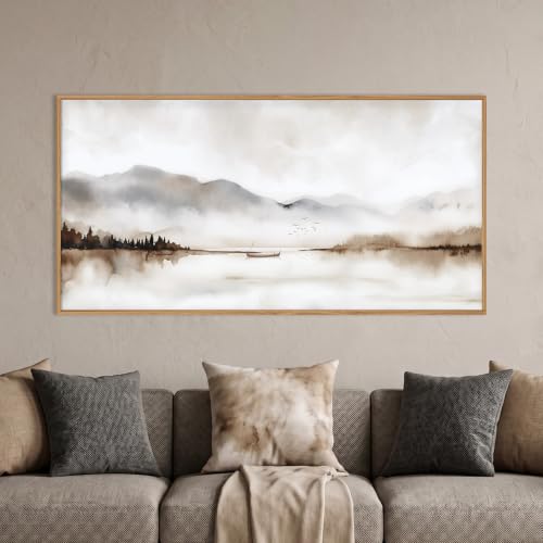 DRACIT Neutral Abstract Mountain Framed Canvas Print Wall Art Set-40"x20" - color: Natural Landscape Wall Art, size: 40"L x 20"W