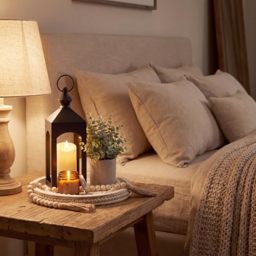 Novabright 6 Pcs Farmhouse Lantern Decor Set Candle Lanterns Black Roof - style: Black Roof