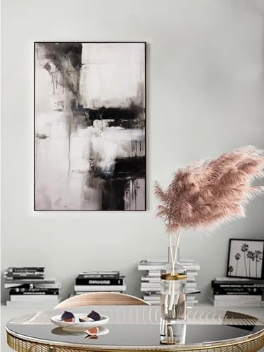 SAFERRYHOME Modern 3D Textured Black and White Abstract Wall Art, 24"x36"x2 - color: Black White, size: 24" x 36" x 2 Panel Framed
