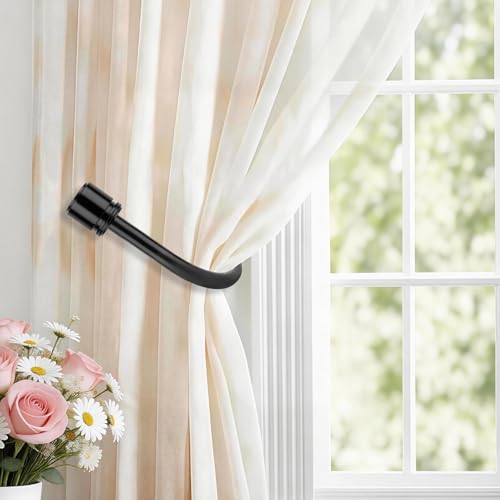 HOTOZON Curtain Holdbacks 2 Pack for Windows, Black(1 Pair/2 Pack), Large - color: Black, size: Large