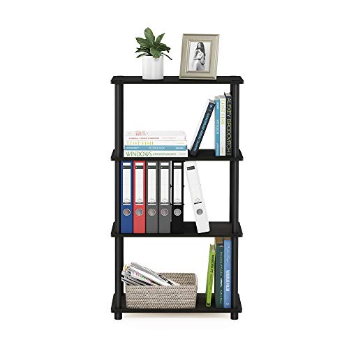 Furinno Turn-N-Tube Toolless 4-Tier Storage Shelves, Espresso - color: Espresso/Black, size: 4-Tier Round Tube