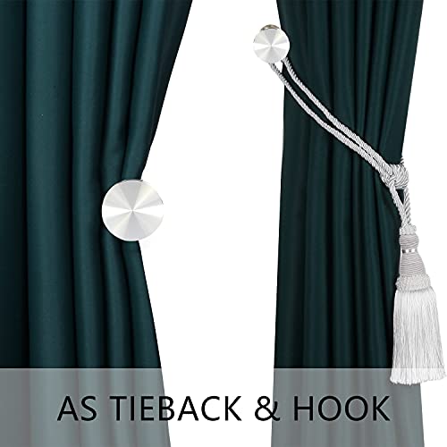 BEL AVENIR 2 Pack Curtain Holdbacks Metal Round Medallion Drapery Tiebacks Wall Hooks Modern Simple Style Home Decor with 2pcs Screws (Silver) - color: Silver