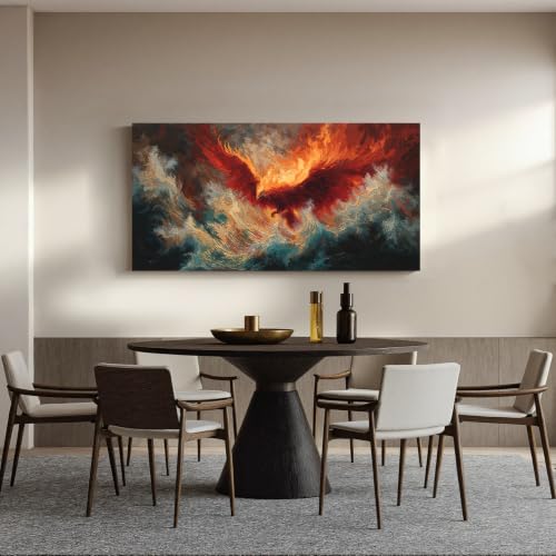 Red Fire Phoenix Wall Art Prints 20"x40" Abstract Wall Art For Bedroom - color: HX6C, size: 40"L x 20"W