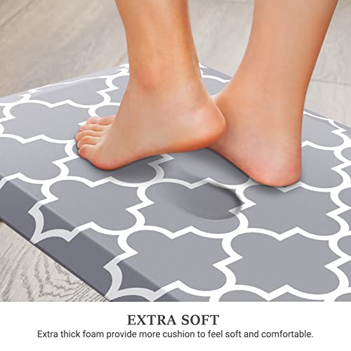 WISELIFE Kitchen Runner Rugs Anti-Fatigue mats, 17.3" x 39", 4/5 Inch, Grey - color: Stylish Grey, size: 39"L x 17.3"W x 0.8"Th