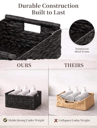 Wicker Basket, Large Basket for Gift Baskets Empty, 15.4x11x6.3in - color: Black, size: Large