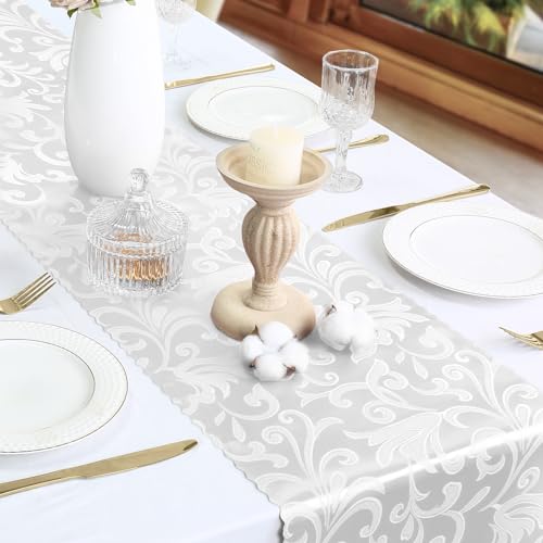 White Satin Table Runner 12 x 108 Inch, 2 Pack - color: White, size: 2 Pcs