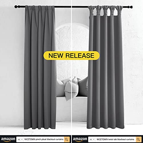 NICETOWN Blackout Curtain Panel for Bedroom - Window Treatment Thermal Insulated Solid Grommet Blackout Drape for Living Room (1 Panel, 52 by 45 inches, Grey) - color: Grey, size: 52"W x 45"L (Pack of 1)