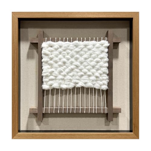 BrightA Luxury Chunky Wool And Rope Wall Hanging for Villa Interiors 23.6"x23.6" - color: White + Black + Natural Wood + Natural wood tone, size: 23.6"x23.6"
