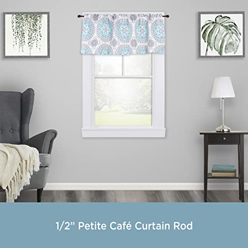 Kenney – Davenport Petite Café Curtain Rod, Durable Steel Rod with Decorative Ball Ends, 1/2" Diameter, Adjustable 28–48", Perfect for Light to Medium Weight Curtains, Matte Black Finish - color: Matte Black, size: 28-48", style: Curtain Rod