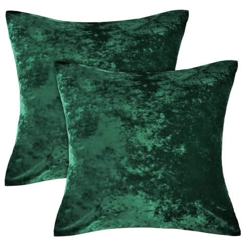 PHF Truly Velvet Euro Shams 26" x 26", Emerald Green, No Insert, 2 Pack - color: Emerald Green, size: 26" x 26" (Pack of 2)