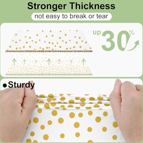 Smiry Disposable Rectangle Plastic 54 x 108 Inch Table Cloth 3 Pack - color: White and Gold