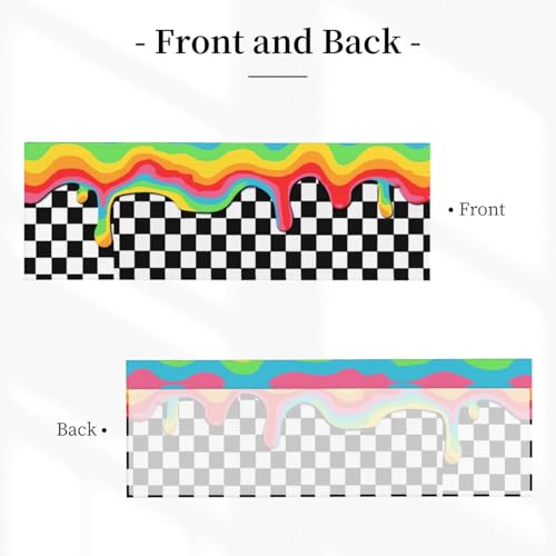 Rainbow Checkerboard Curtain Valance Short Rod Pocket Window Treatment for Living Room Bedroom Kitchen Bathroom 1 Panel 54" W x 18" L - color: Rainbow Checkerboard