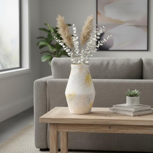 Rustic Farmhouse Ceramic Vase, 10 Inch - color: Rustic White, size: 10 inch