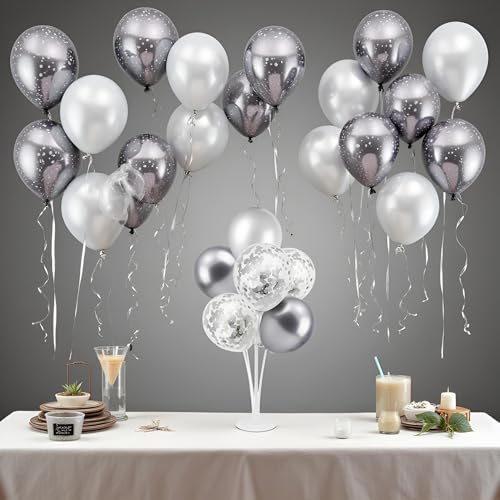 ZJDHPTY 4Set Silver Balloon Stand Table Centerpieces Party Decor - color: Silver Gray 4