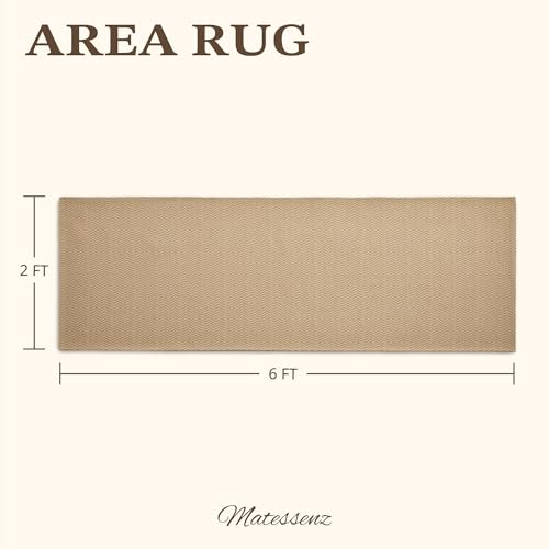 MatEssenz 2'x6' Faux Linen Runner Rug, Washable Woven Textured Long Hallway Carpet, Slip Resistant Gel Backing Indoor Floor Runner for Kitchen Entryway Laundry Room, Khaki - color: Khaki, size: 2' x 6' (Rectangular)