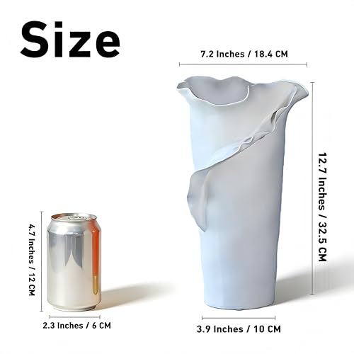 Abstract Irregular Ceramic Vase, White - size: 21" x 20" x 32"