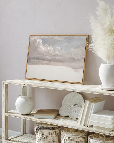 InSimSea Framed Canvas Wall Art Vintage Decor, Home Decor Classical Oil Painting Cloud Study Large Wall Decorations for Living Room, Canvas Pictures Art for Bedroom Bathroom Gallery, 16"x24" - color: Cloud Study, size: 24"L x 16"W