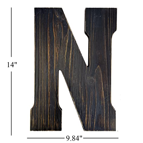 ABELOTS Big Letter Wall Art for Living Room, Bathroom, Bedroom, and Home Decor, Rustic Farmhouse Lettering for Family Last Names, Large Decorative Wood, 14” x 10” (Big N) - color: Big N