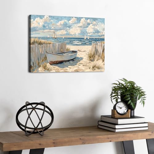 AIYISU Coastal Wall Art Beach Wall Decor for Bathroom Nautical Sailboat Canvas Prints Pictures Ocean Landscape Poster Vintage Seascape Painting Artwork for Living Room Office Home Decorations 12x16 - color: Sailboat, size: 16"L x 12"W