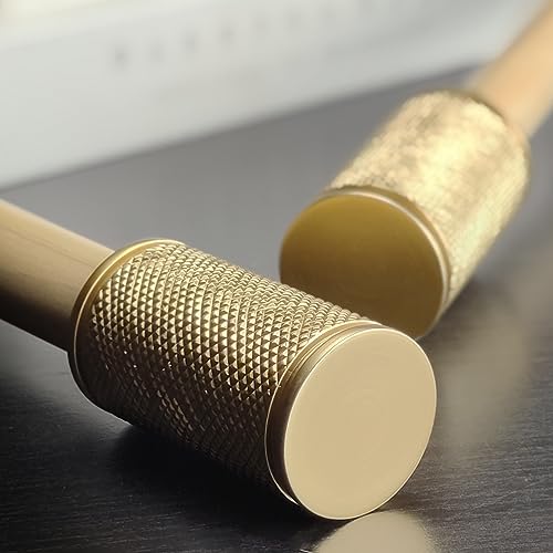 Decorative Curtain Rod Finials, Polyresin Gold Knurled Design Finials, Set of 2, Compatible with 1 inch Diameter Curtain Rod, Standalone Finial Pair