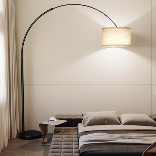 SUNMORY 82" Tall Arc Floor Lamp for Living Room, Large Standing Arched Lamp - color: Black