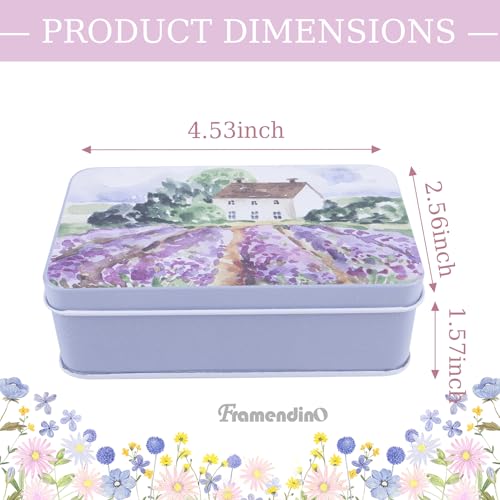 Framendino, 5 Pack Mini Tinplate Tin Boxes Lavender Trinket Jewelry Coin Containers for Jewelry Storage Case - color: Lavender 2