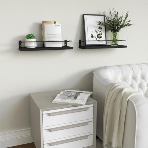 RICHER HOUSE Floating Shelves Bathroom, Small Wall Shelf Over Toilet 2 Set - color: Black