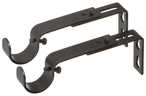 Ivilon Adjustable Brackets for Curtain Rods - for 1 or 1 1/8 Inch Rods. Set of 2 - Antique Black - color: Antique Black, size: Adjustable - 1" or 1-1/8" Rods