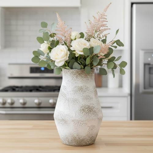Grey Rustic Ceramic Vase, 11 Inch - color: Rustic Gray, size: 11 inch