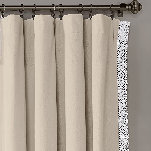 Lush Decor Rosalie Light Filtering Window Curtain Panels, Pair, 54" W x 84" L, Neutral - Lace Curtains for Living Room - Vintage - Cottage Core Decor - color: Neutral, size: 54"W x 84"L (Pack of 2), style: Window Panel