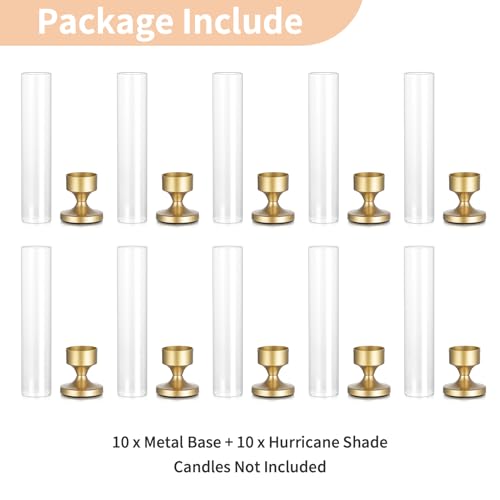 NUPTIO Hurricane Glass Candle Holder: Set of 10 Metal Taper Candle Holders - size: 10 pcs
