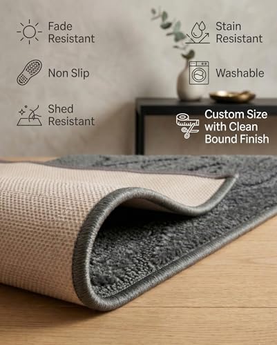 Hallway Runner Rug, 2'7" x 2' Washable Non-Slip Carpet Runner, Custom Size - color: Soft Grey, size: 2'7" x 2' (Runner)