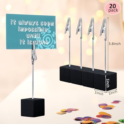 20 Pcs Cube Base Memo Clip Holder with Alligator Clip, Black - color: Black