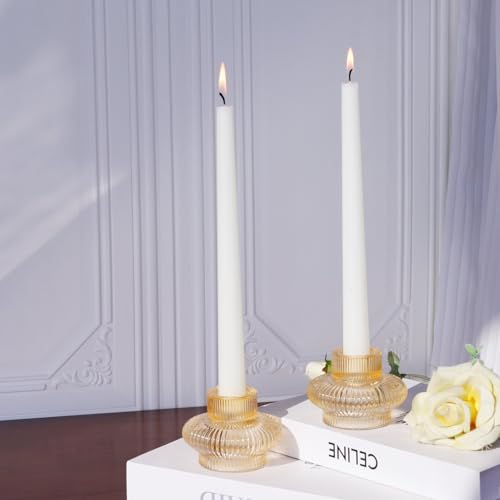 VOHO Set of 6 Champagne Gold Taper Candle Holders for Table Centerpiece - color: Gold