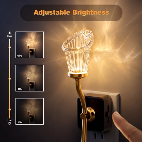 JandCase Night Light, Night Lights Plug into Wall, Glass Flower Nightlight - color: Calla lily