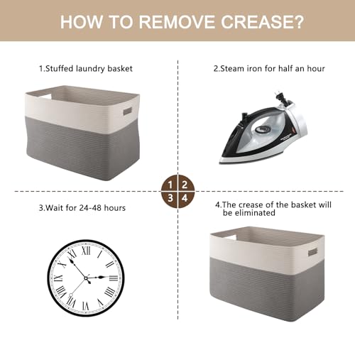 OIAHOMY 108L Extra Large Blanket Basket Dog Toy Basket Grey/White - color: Grey/White