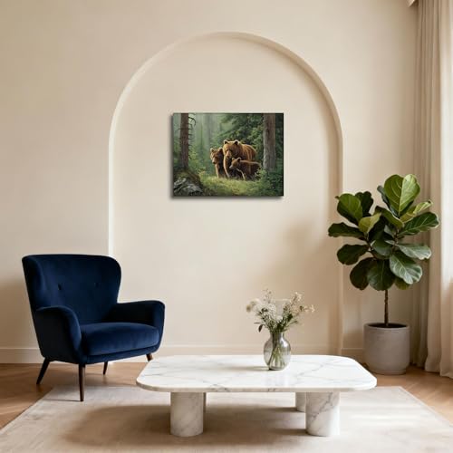 Halioyo Brown Bear Canvas Wall Art, Forest Wilderness Wall Decor(12x16 in) - color: Painting-16, size: 16"L x 12"W