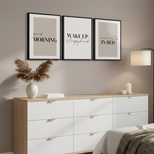 Framed Neutral 3 Piece Minimalist Canvas Wall Art Master Bedroom, 12x16 In - color: Neutral, size: 12" W x 16" H x 3Pcs