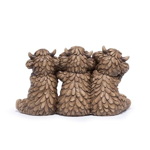 Hodao See Hear Speak No Evil Highland Cow Figurine - color: Three Wise Highland Cow