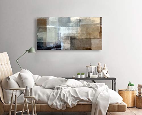Baisuart Canvas Prints Abstract Wall Art Print Paintings Grey and Brown Stretched Canvas Wooden Framed for living Room Bedroom and Office Home Decor Artwork 20x40inch - color: Abstract Gray, size: 40"L x 20"W