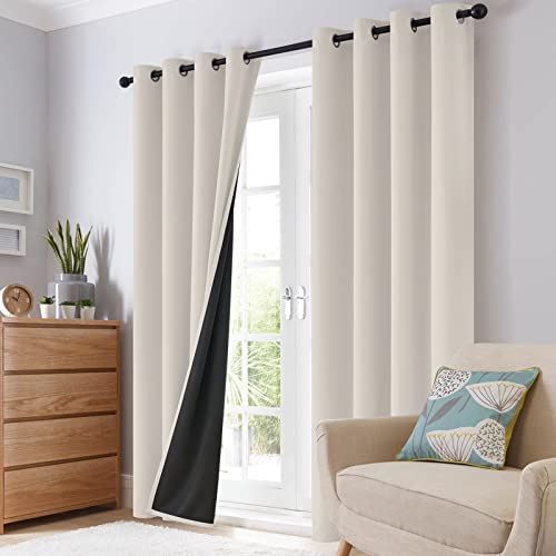 SimpleHome Cream 100% Blackout Curtains Room Darkening Living Room 84 Inch - color: Cream, size: 62"W x 84"L (Pack of 2)