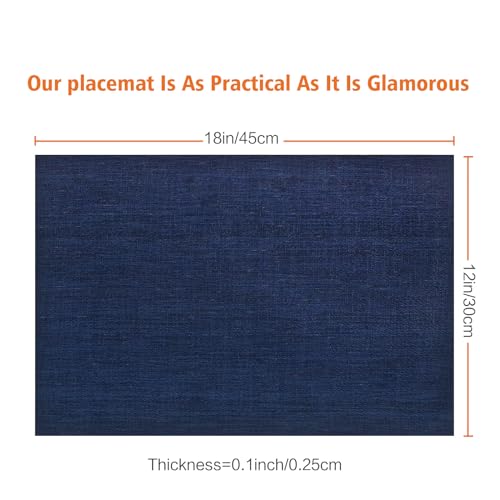 Blue Vinyl Placemats Set of 12,Washable Dining PVC Table Mats - color: Navy Blue, size: 12PCS 12"Wx18"L