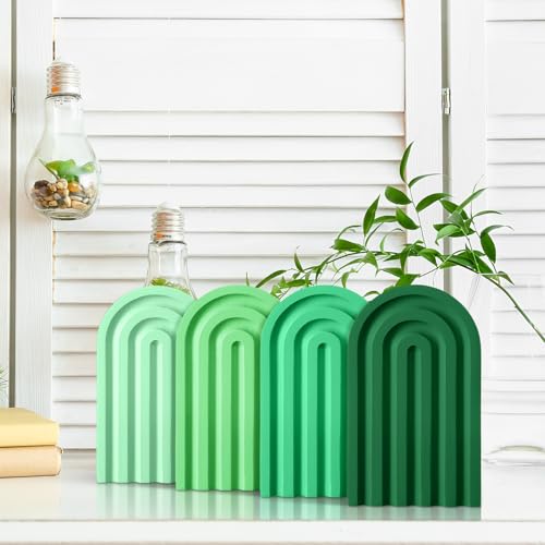 Harloon 4 Pcs Boho Arch Bookends Rainbow Wooden Book Ends, Sage Green Color - color: Green Color