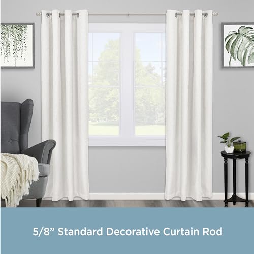 Kenney Kendall Knob Window Curtain Rod, Adjustable 30 to 86 Inch Extendable Rod Set, Brushed Nickel - color: Brushed Nickel, size: 30-86"