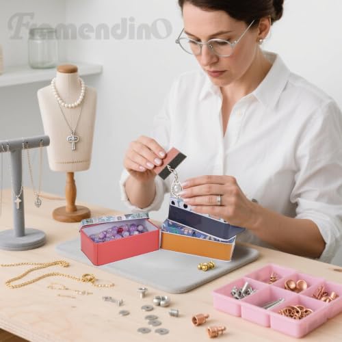 Framendino, 5 Pack Mini Metal Tinplate Boxes Empty Trinket Jewelry Coin Flower Rectangular Tin for Bead Storage Case Containers (Floral) - color: Flower 2