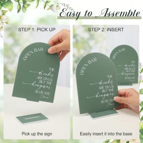 Weysat 4 Pcs Sage Green Acrylic Wedding Signs for Ceremony Reception - color: Sage Green