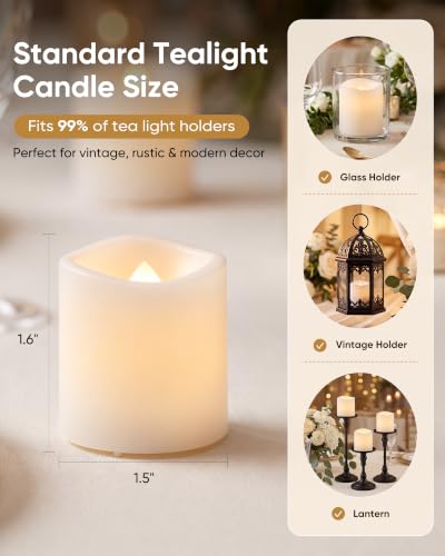 Homemory 100 Pack White Flameless Flickering LED Votive Tealights Candles - color: White (Warm White Llight), size: 100 Pack