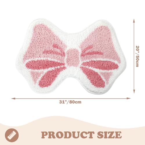 Absorbent Pink Bow Bath Rug, Extra Thick Bathroom Mat, Non-Slip Mat for Girls Bedroom, Machine Washable, Pink Butterfly, 20" X 31" - color: Pink Butterfly, size: 1'8" x 2'7" (Rectangular)